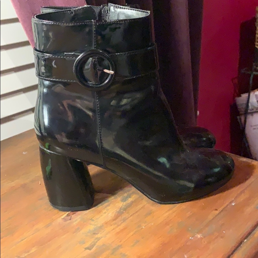 Patent leather booties